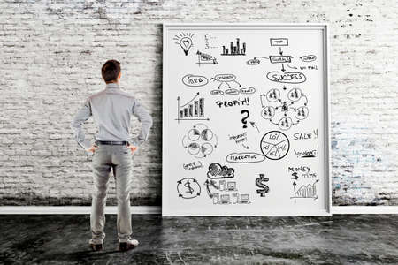 business man and business concept idea on white frameの写真素材