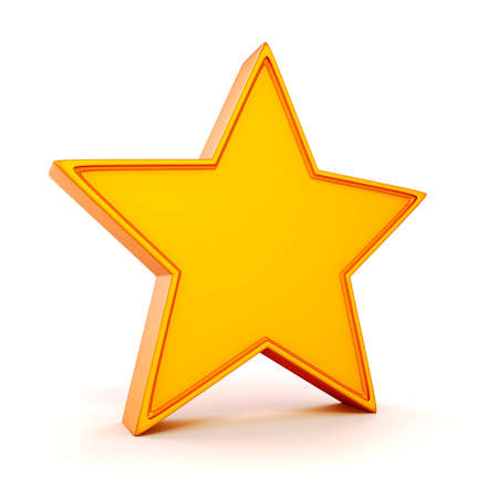 3d gold star on white backgroundの写真素材
