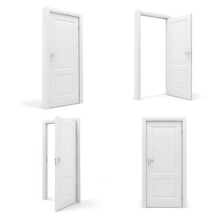 3d white door on white backgroundの写真素材