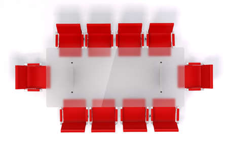 3d conference table and chairs on white backgroundの写真素材