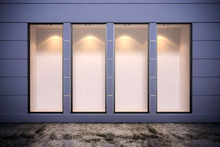 3d store front with big windowsの写真素材