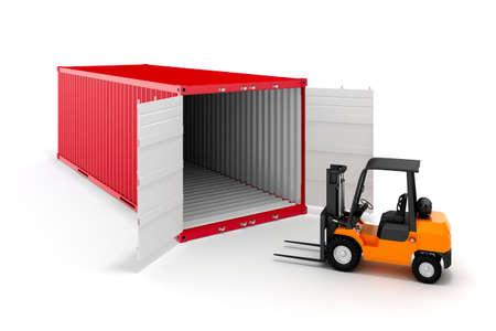 3d cargo container and boxes,  industry transport concept.