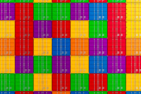 3d render of stacked colorful cargo containers