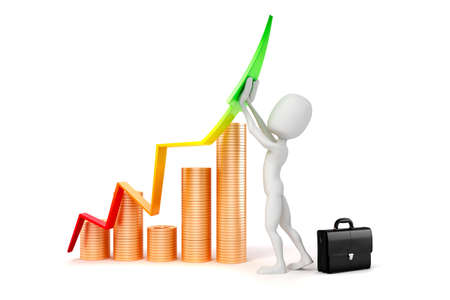 3d man businessman, success in business conceptの写真素材