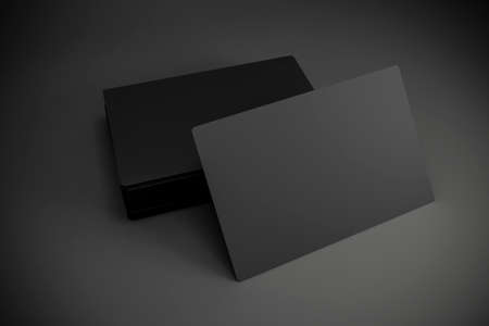 3d blank black business cardsの写真素材