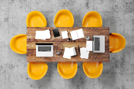 3d modern computer workplaceの写真素材