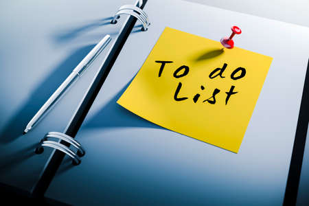 3d agenda with to do list sticky note, close up