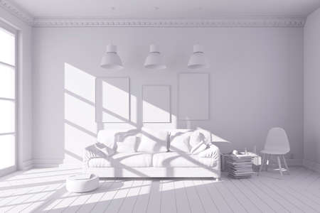 3d render of beautiful clean interior roomの写真素材