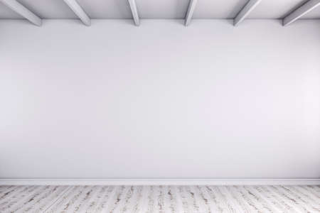 3d render of wmpty room with white walls and wooden floorの写真素材
