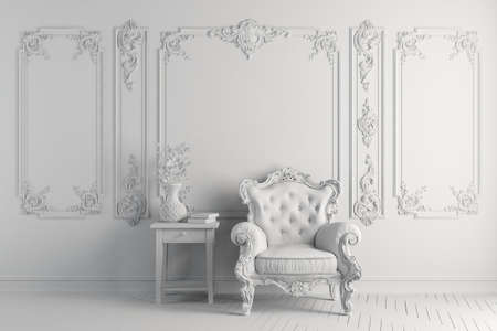 3d vintage arm chair interior renderの写真素材
