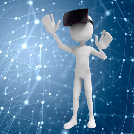 3d man with  virtual reality goggles, conceptの写真素材