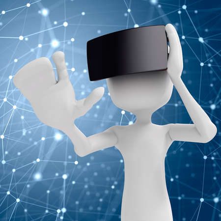 3d man with  virtual reality goggles, conceptの写真素材