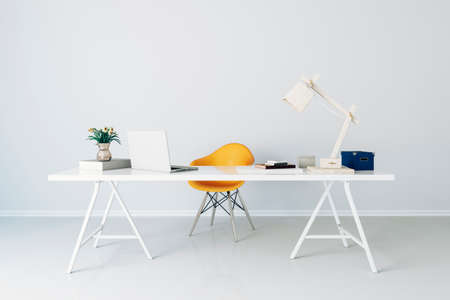 3d render of modern computer workplace setupの写真素材
