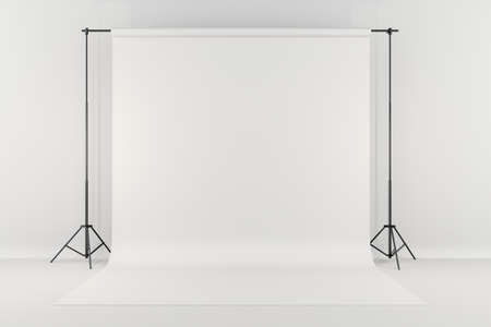 3d studio setup with white backgroundの写真素材