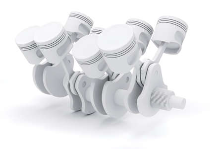 3d engine, crankshaft and pistons, render