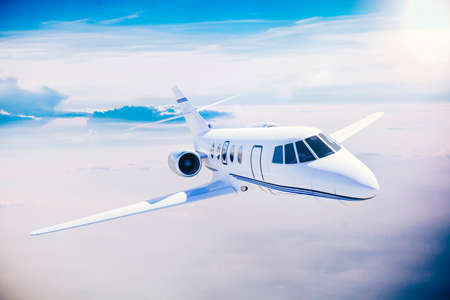 3d luxury private jet in the sky