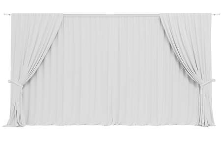 3d curtains on white backgroundの写真素材