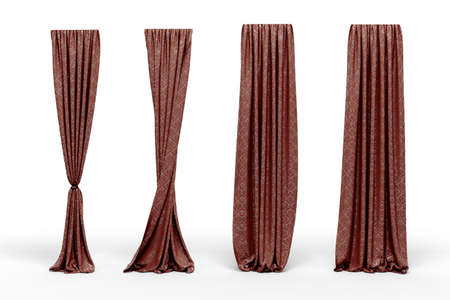 3d curtains on white backgroundの写真素材