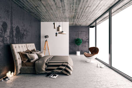 3d render of beautiful modern bedroomの写真素材
