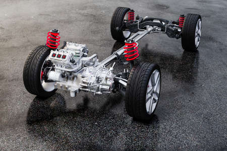 3d car chassis with motor and suspension