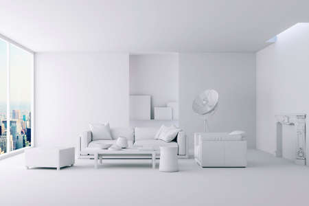 3d render of beautiful clean interior renderの写真素材