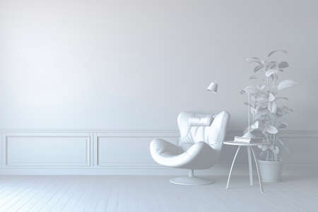 3d beautiful interior render with leather arm chhair and lamp