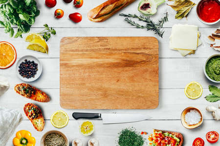 Top view image of fresh ingredients for a healthy meal