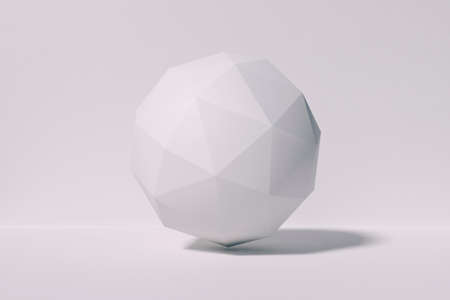 3d sphere against white concrete wallの写真素材