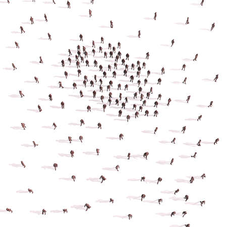3d large group of people on white backgroundの写真素材