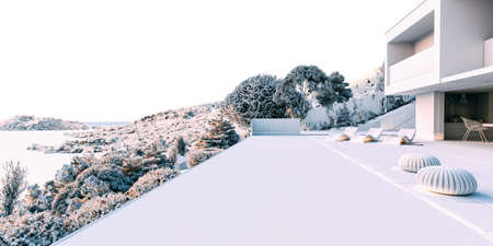 3d render of beautiful modern house exteriorの写真素材