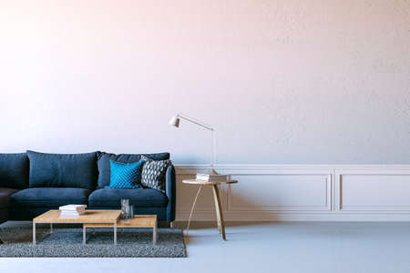 3d rener of beautiful interior render with sofa and white wall