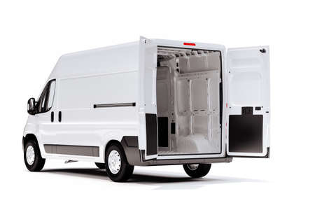 3d render of white van vehicle on white background