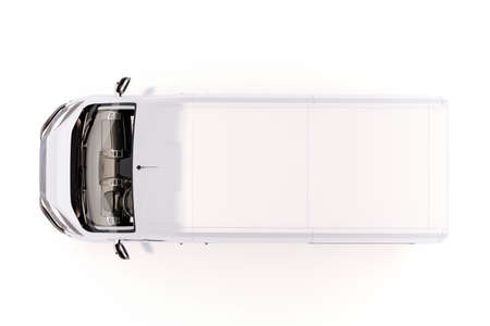 3d render of white van vehicle on white backgroundの写真素材