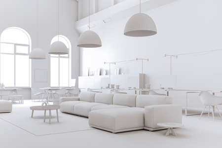 3d modern business office interiorの写真素材