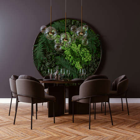 3d render of beautiful interior with table and chair