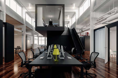 3d render of modern office interior space