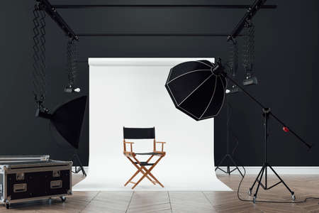 3d image of clean big space photo studioの写真素材