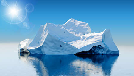 3d render of iceberg, water level side viewの写真素材