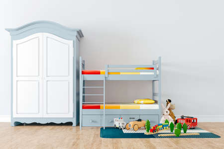 3d render of beautiful child room interior and toys