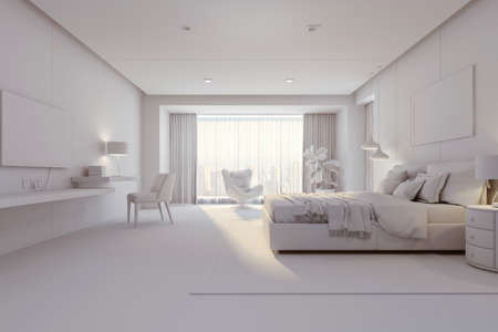 3d render of beautiful bedroom interior room
