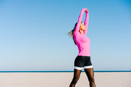 beautiful strong and fit woman working out outside