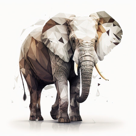 Beautiful majestic elephant on whie backgorund, artistic drawing, Generative Ai.の素材