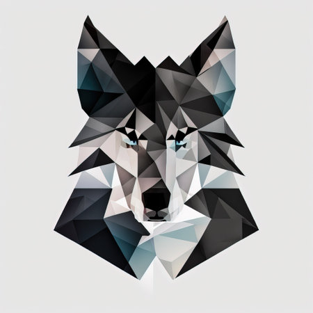 Artistic wolf head drawing, beautiful abstract wolf . Generative Aiの素材