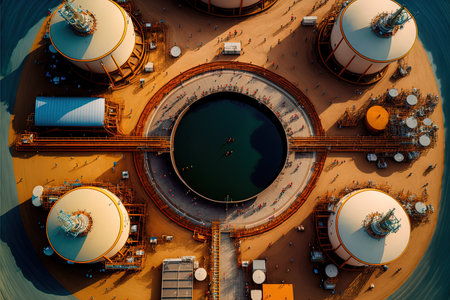 Oil rafinery, aerial view, industrial factory, Generative Aiの素材