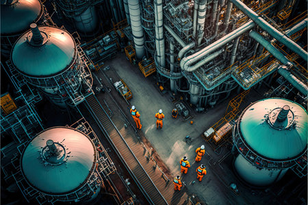 Oil rafinery, aerial view, industrial factory, Generative Aiの素材