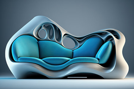 Modern futuristic couch design, with fluid shapes, motionの素材