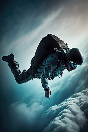Skydiverr falling from the plane,. Extreme sport. Generative Aiの素材