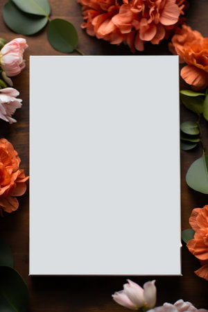 A blank paper adorned with charming flowers and delicate decorations. Generative Aiの素材