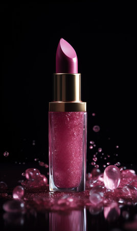 Luxury Red glossy  lipstick product photography . Generative Aiの素材