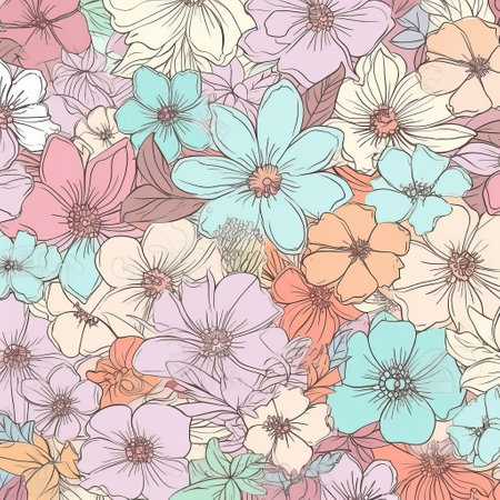 Beautiful delicate flowers for wallpaper background. Digital art. Generative Aiの素材